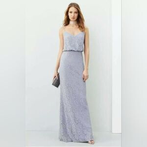 Adrianna Papell‎ Blouson Lace Dove Gray Maxi Formal Dress Size 12